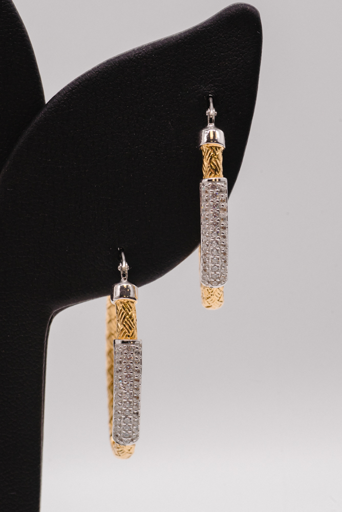14K Two-Tone Gold Diamond Hoop Earrings