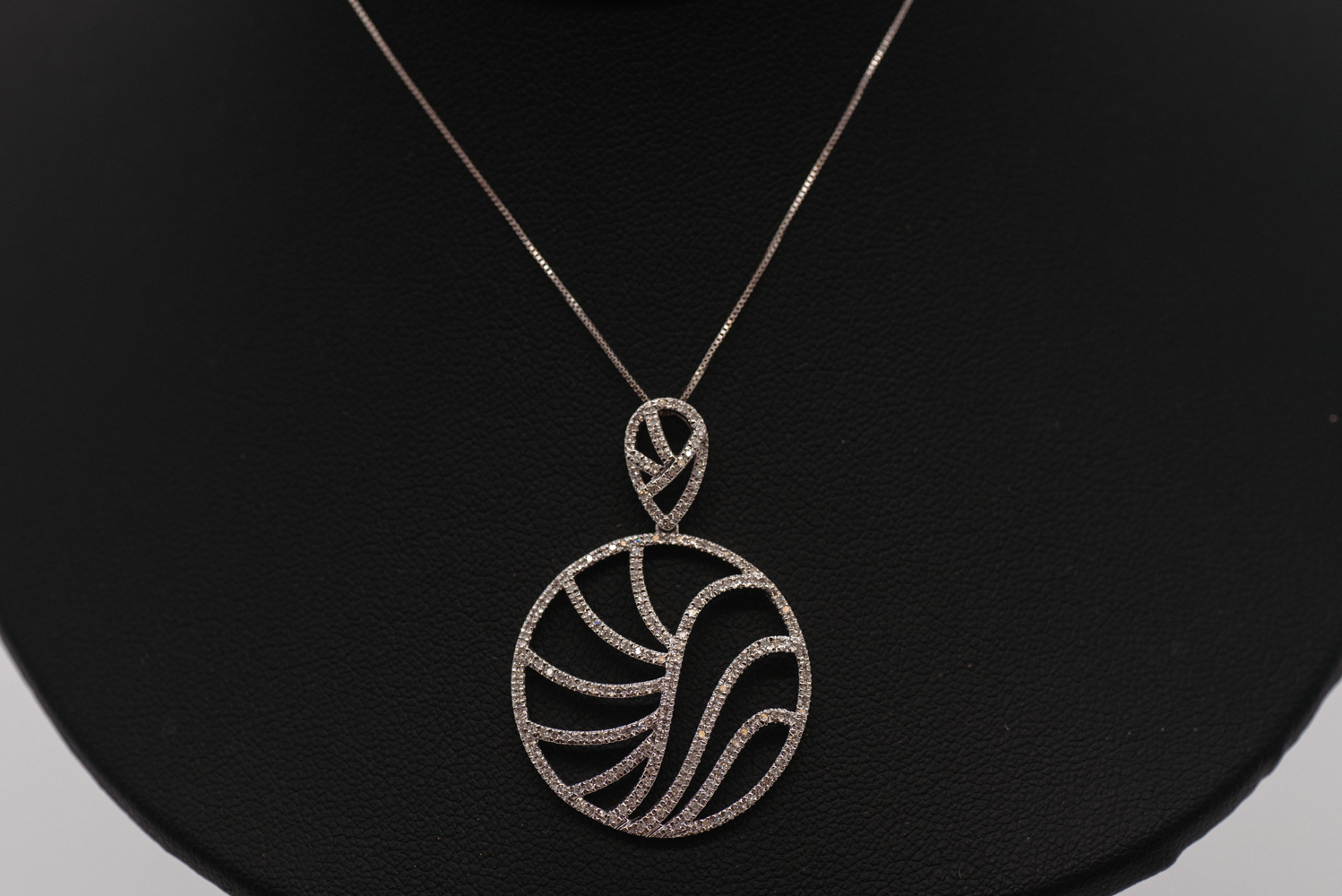 14K White Gold Statement Swirl Diamond Pendant