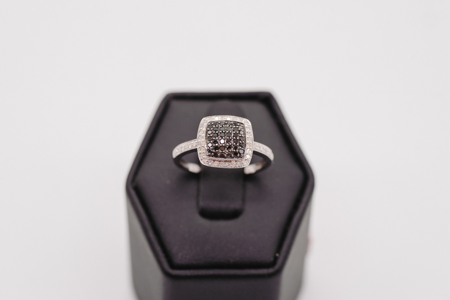 Black Diamond Pave Halo Ring
