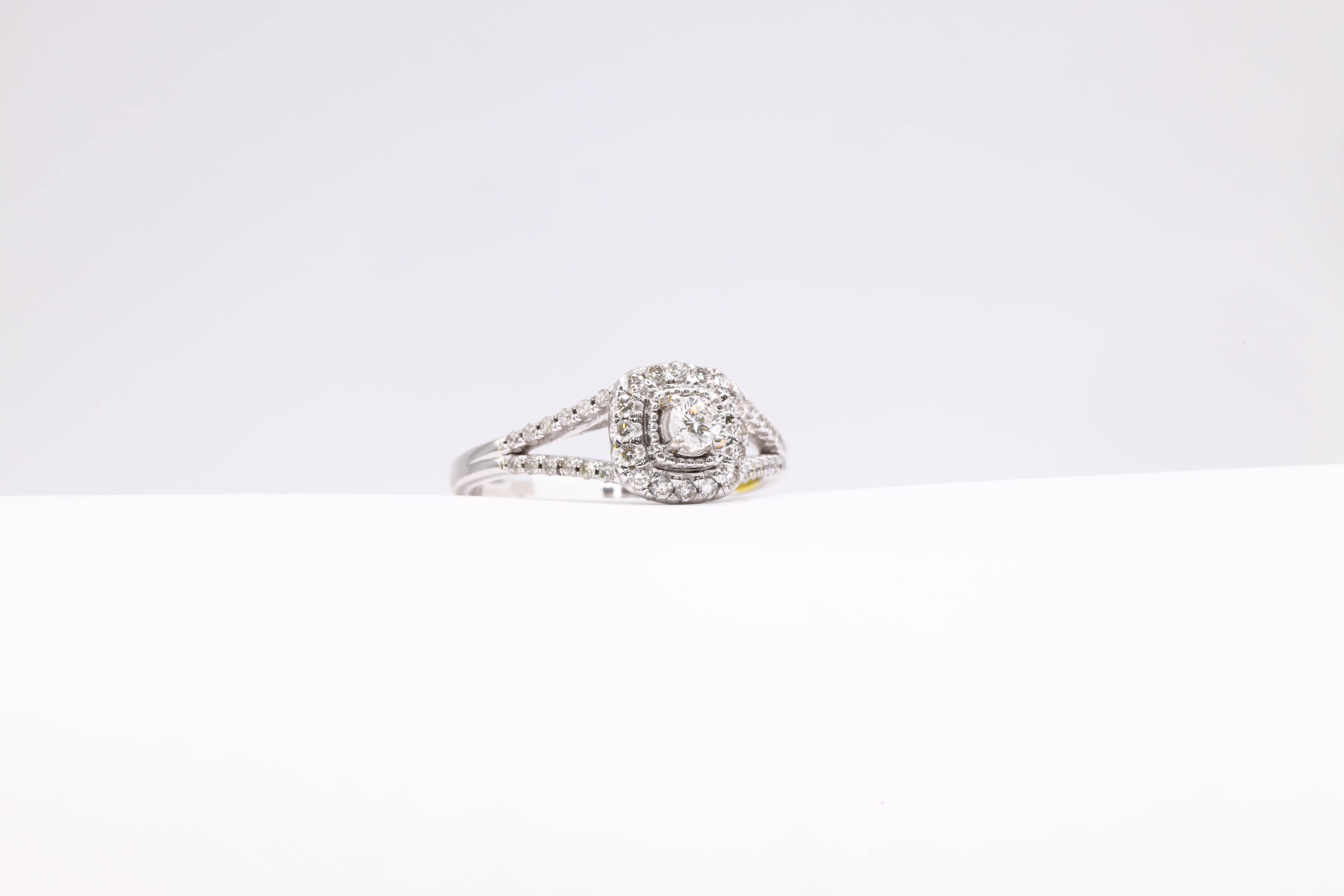 Cushion Double Halo Split Shank Ring