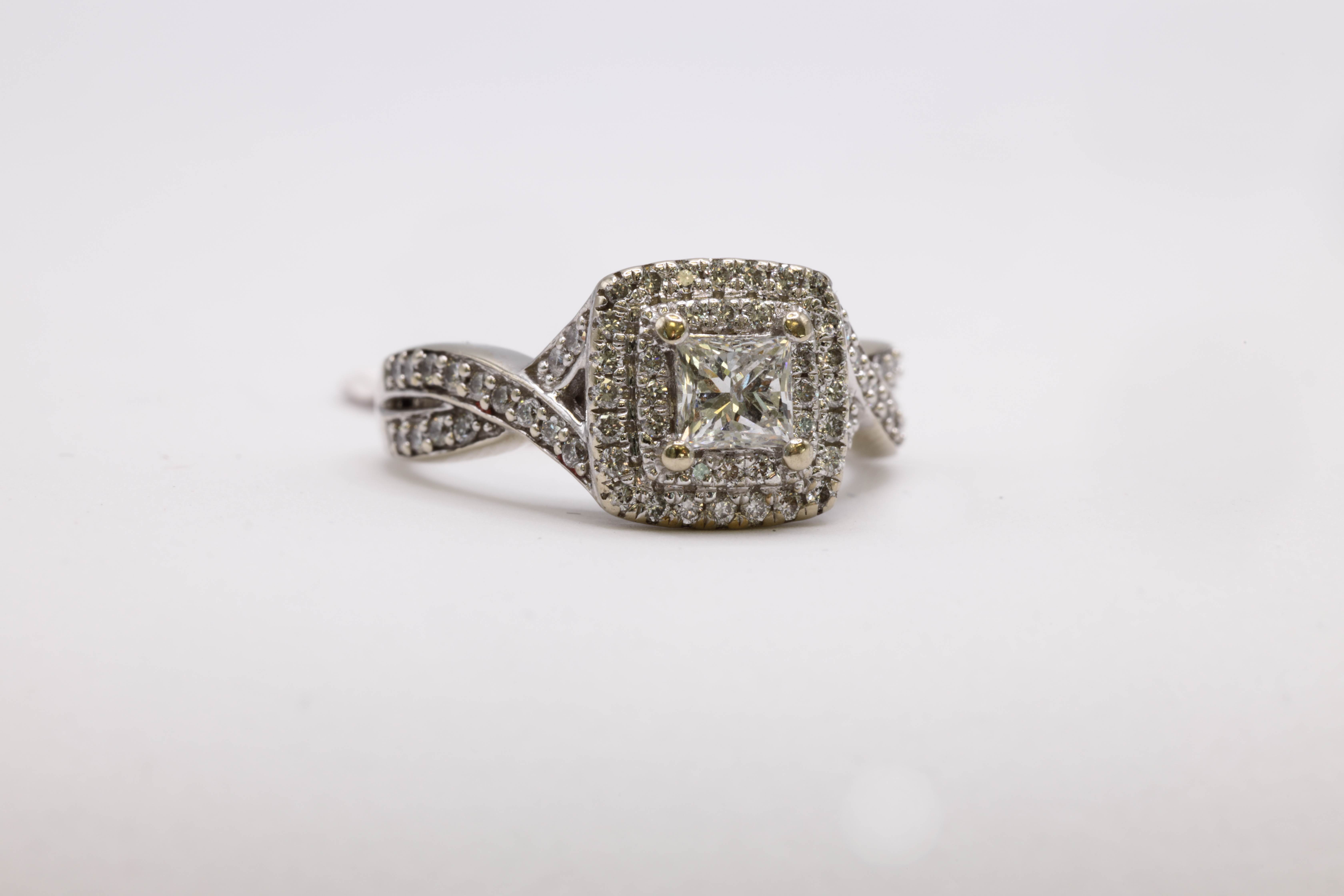 Princess Cut Double Halo Twist Ring